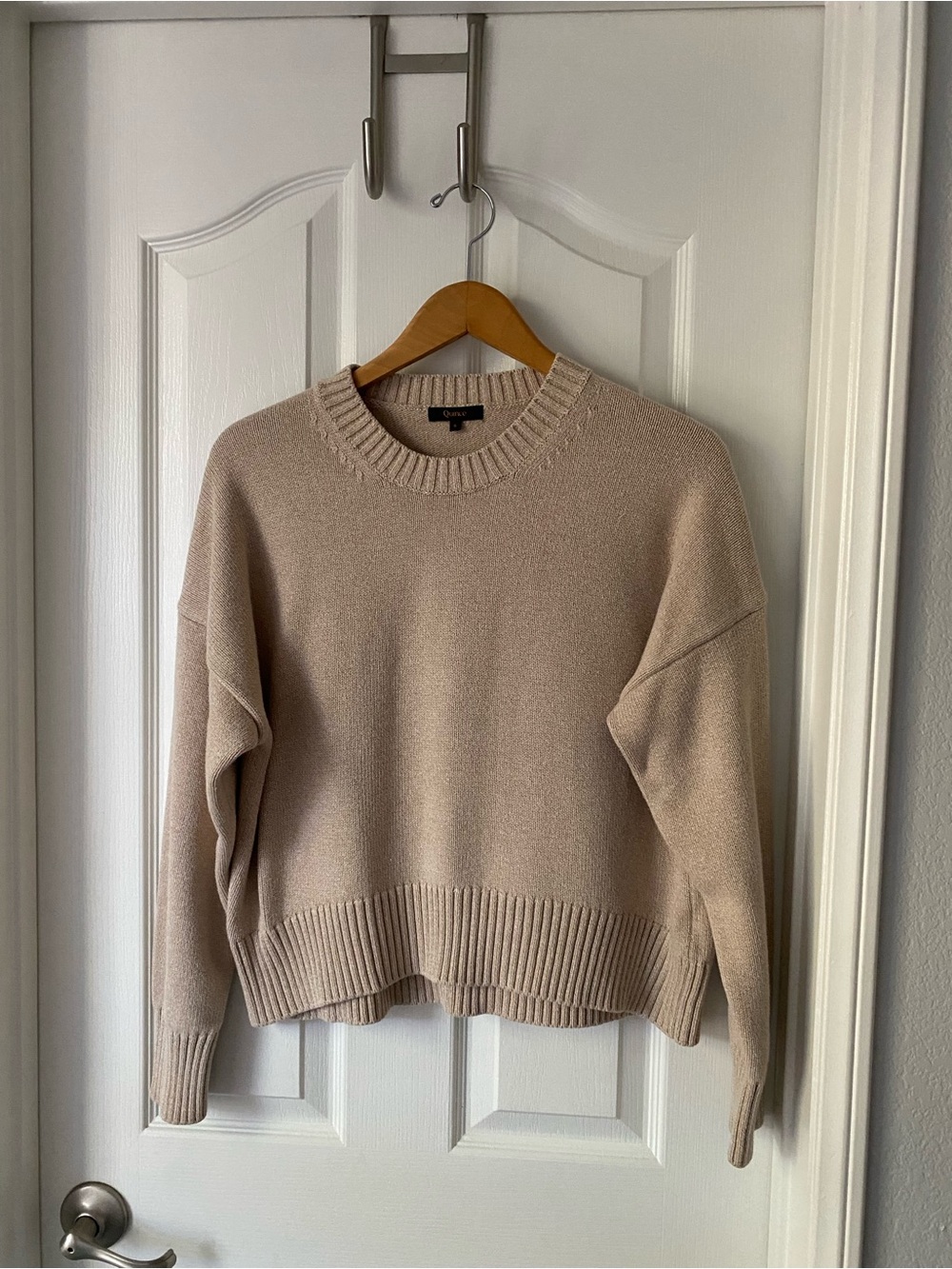 Quince Organic Cotton Boyfriend Sweater in Cement Marl, Size S
